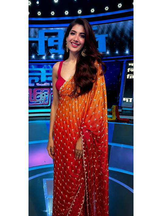 Gulab Khas Ombre Mehraab Jaal Cutdana Saree