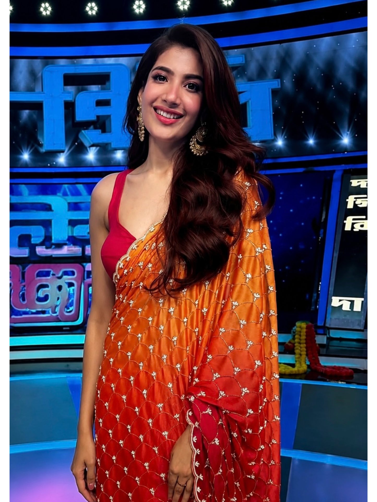 Lahoma Bhattacharya in Gulab Khas Ombre Mehraab Jaal Saree