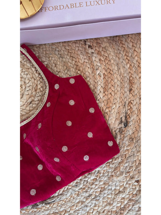 Dark Pink Velvet Cocktail Blouse