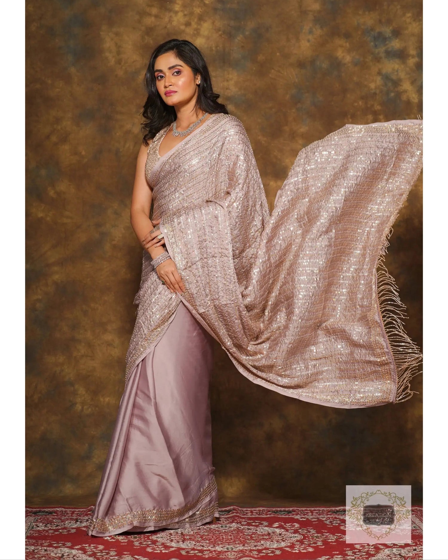 Lilac Chand Sifarish Saree for Engagement kreationbykj