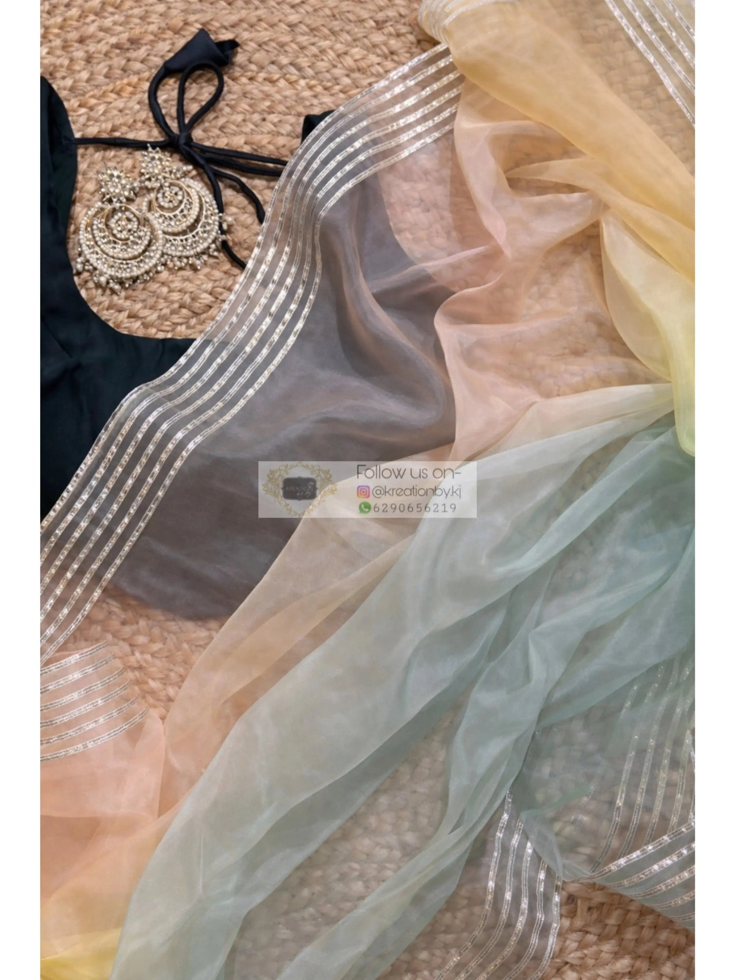 Lemon Silver lining Organza Saree Kreation by KJ