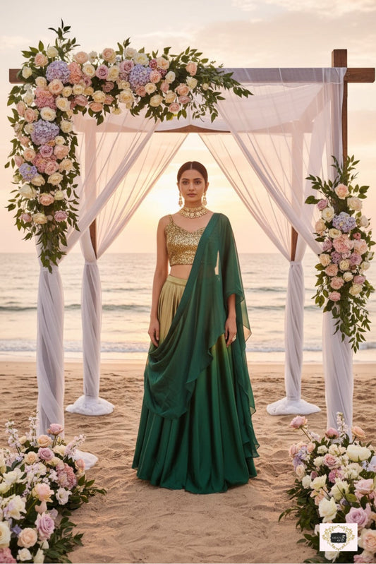 Green Ombre Lehenga kreationbykj