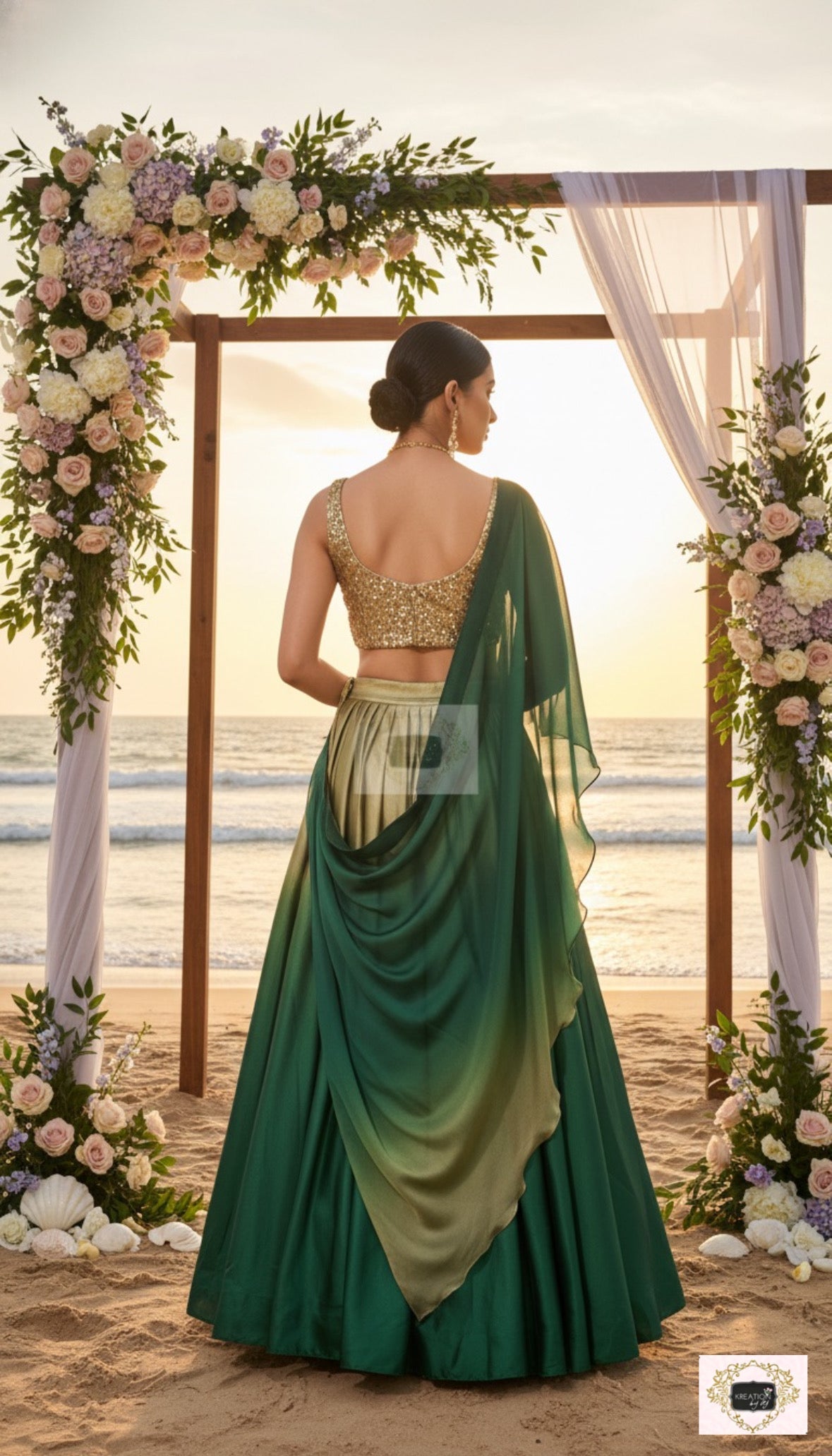 Green Ombre Lehenga kreationbykj