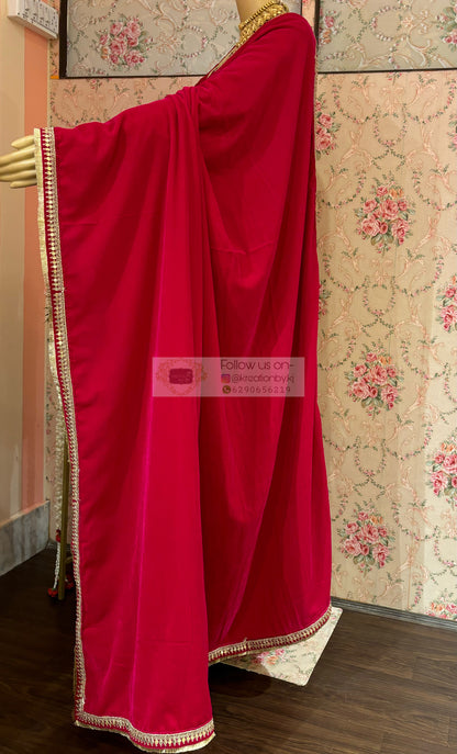 Rani Pink Velvet Banno Saree