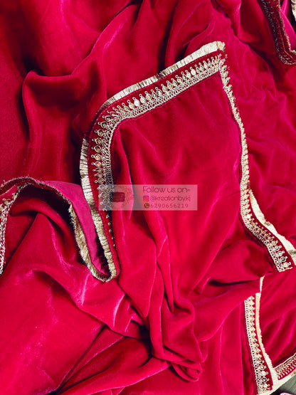 Rani Pink Velvet Banno Saree