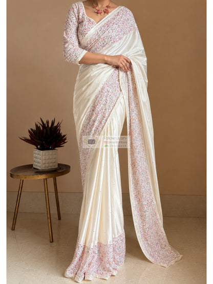 Cream Stardust Saree