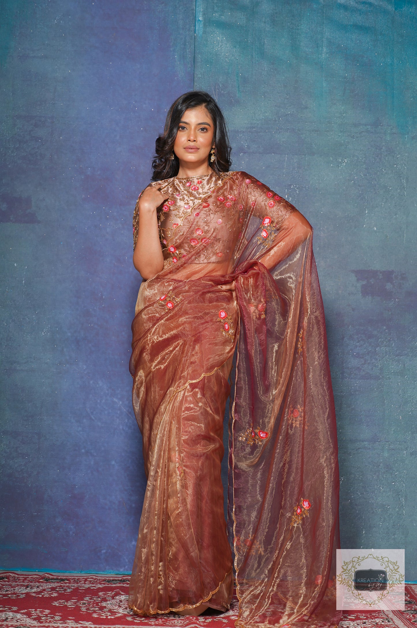 Golden Chocolate Remember the Rose Saree