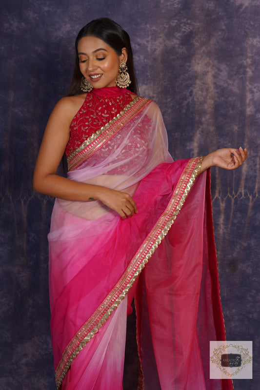 Malibu Ombré Organza Embellished Saree kreationbykj