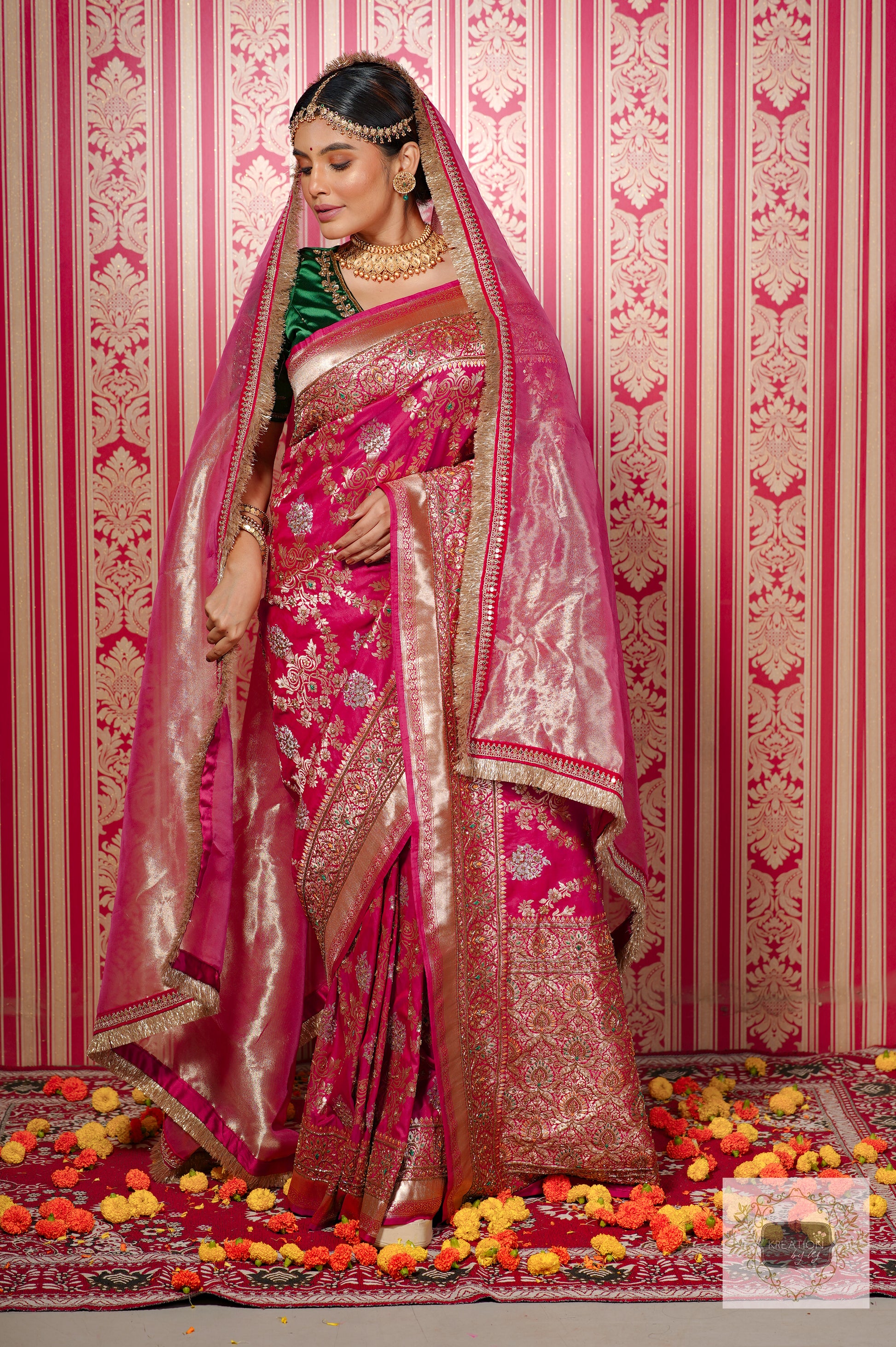 Rani Pink Banarasi Saree - Urban Womania