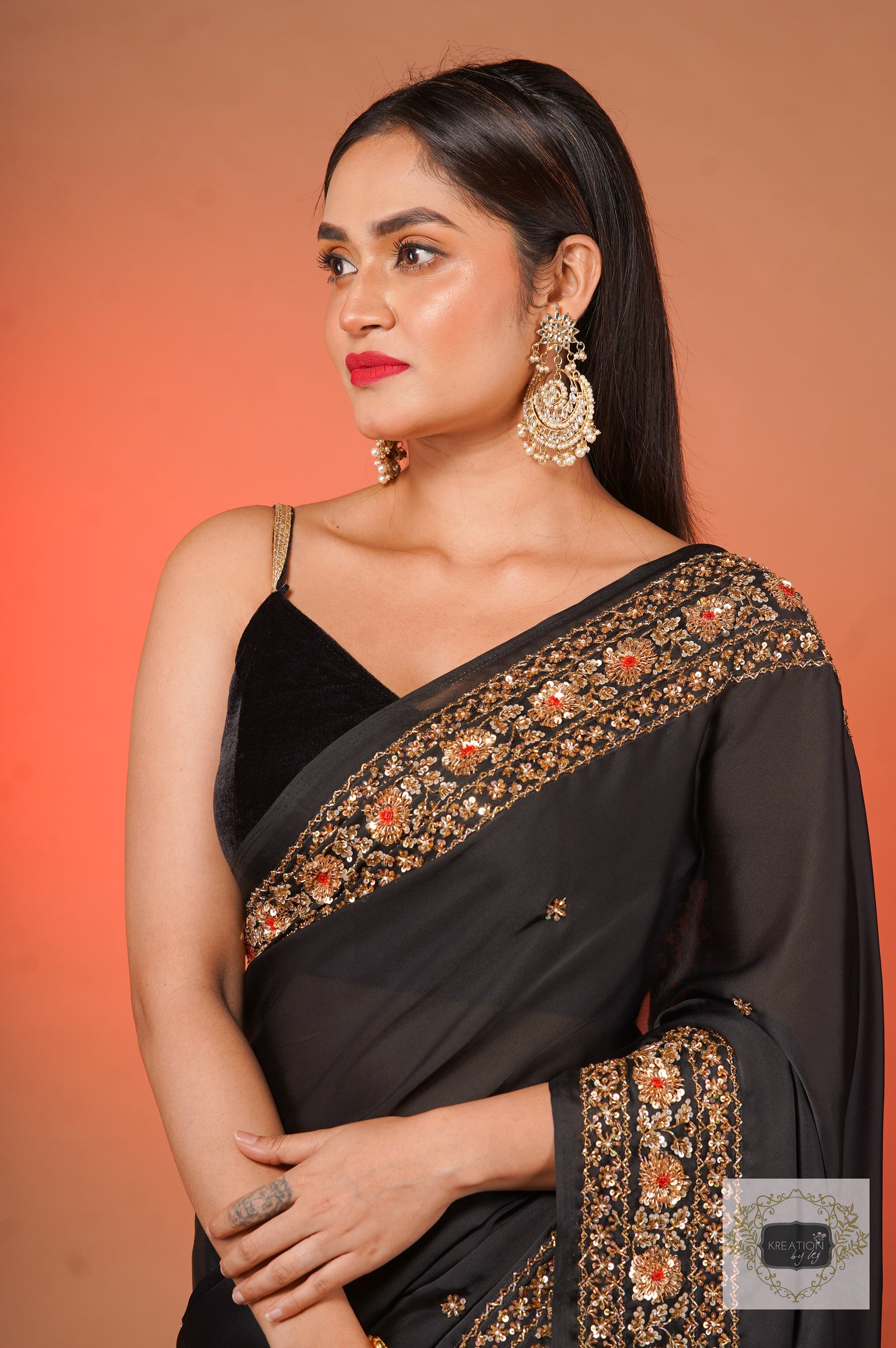 Black Prajoti Crepe Silk Saree