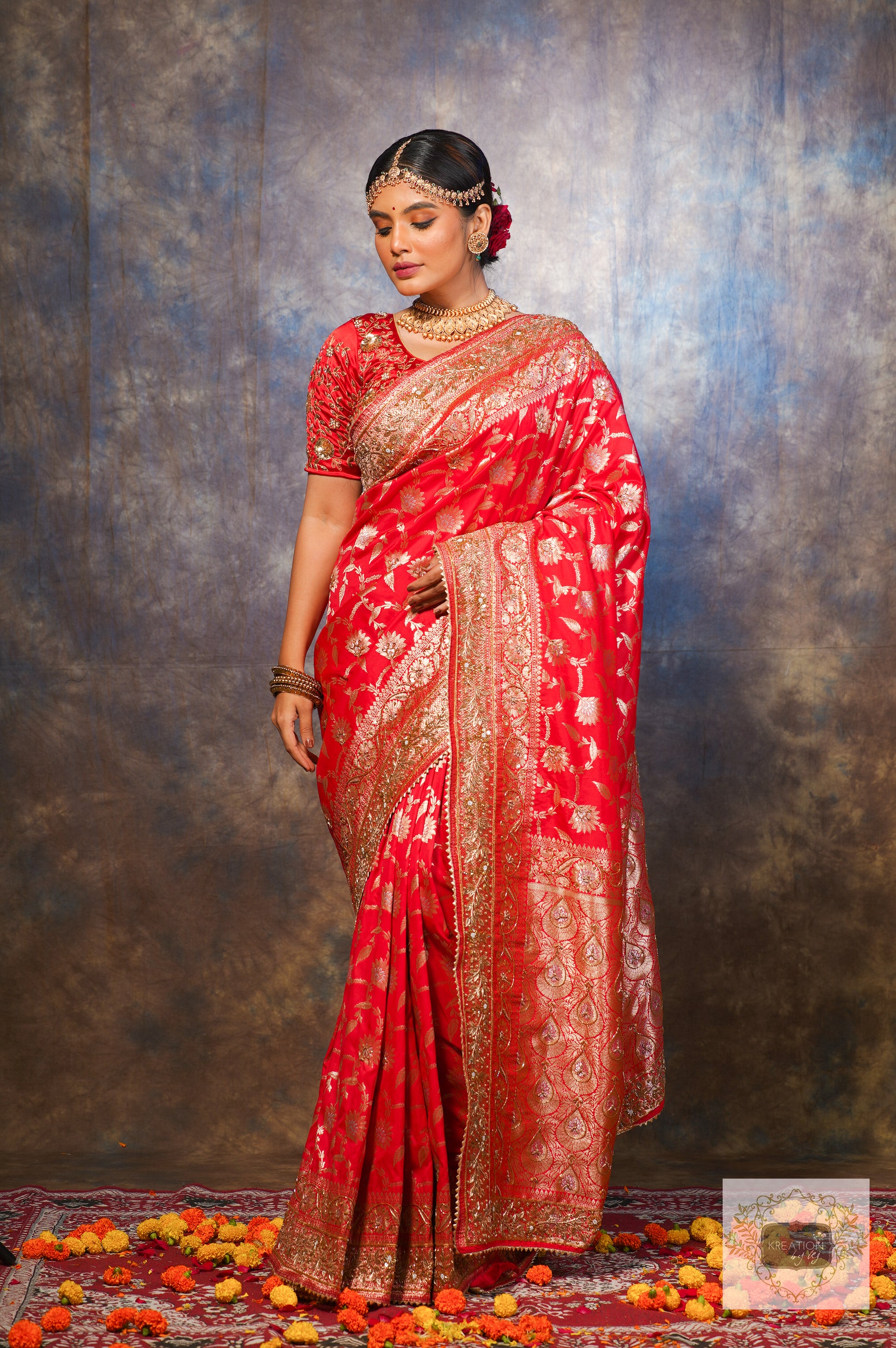 Bridal red sale banarasi saree