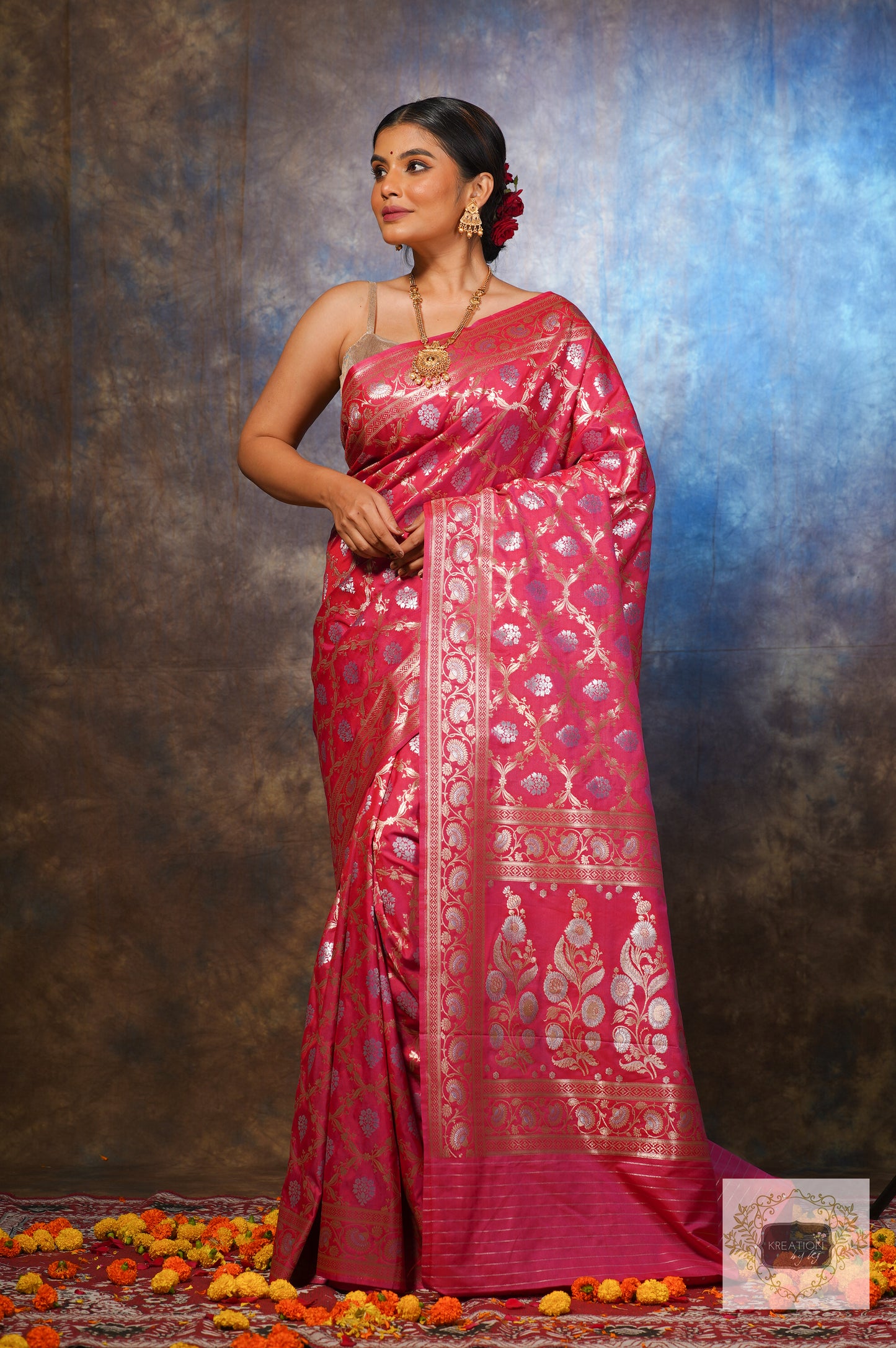 Pink Banarasi Saree with Zari Work