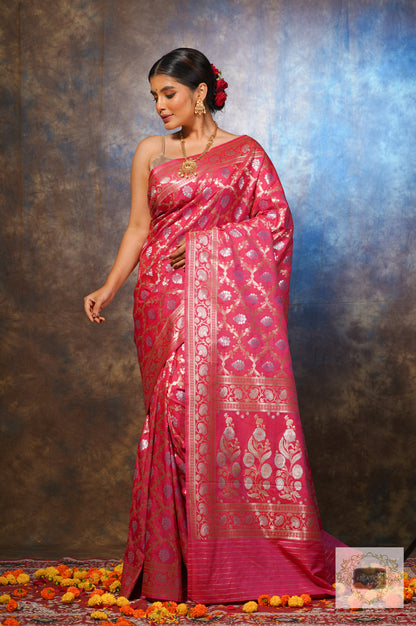 Pink Banarasi Saree with Zari Work