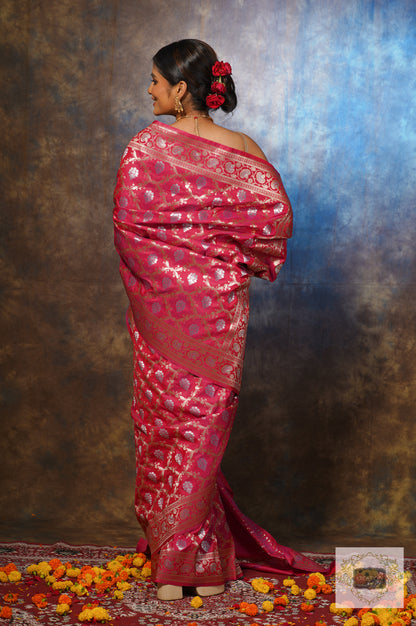 Pink Banarasi Saree with Zari Work