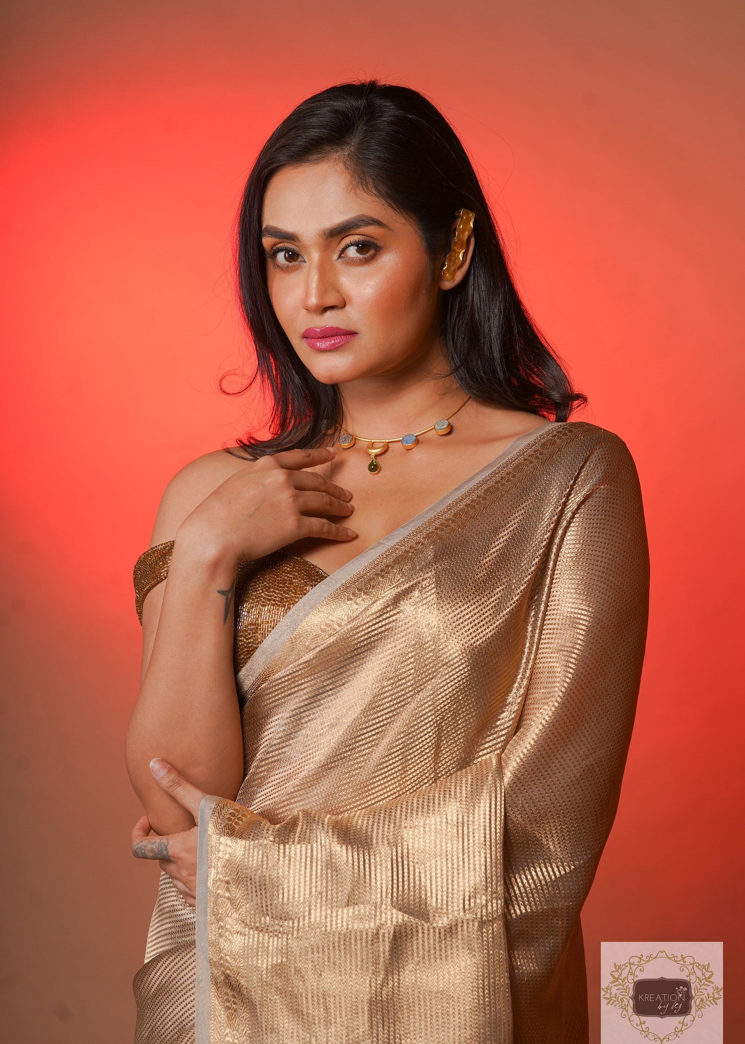 Glam Pure Tissue Banarasi Saree kreationbykj