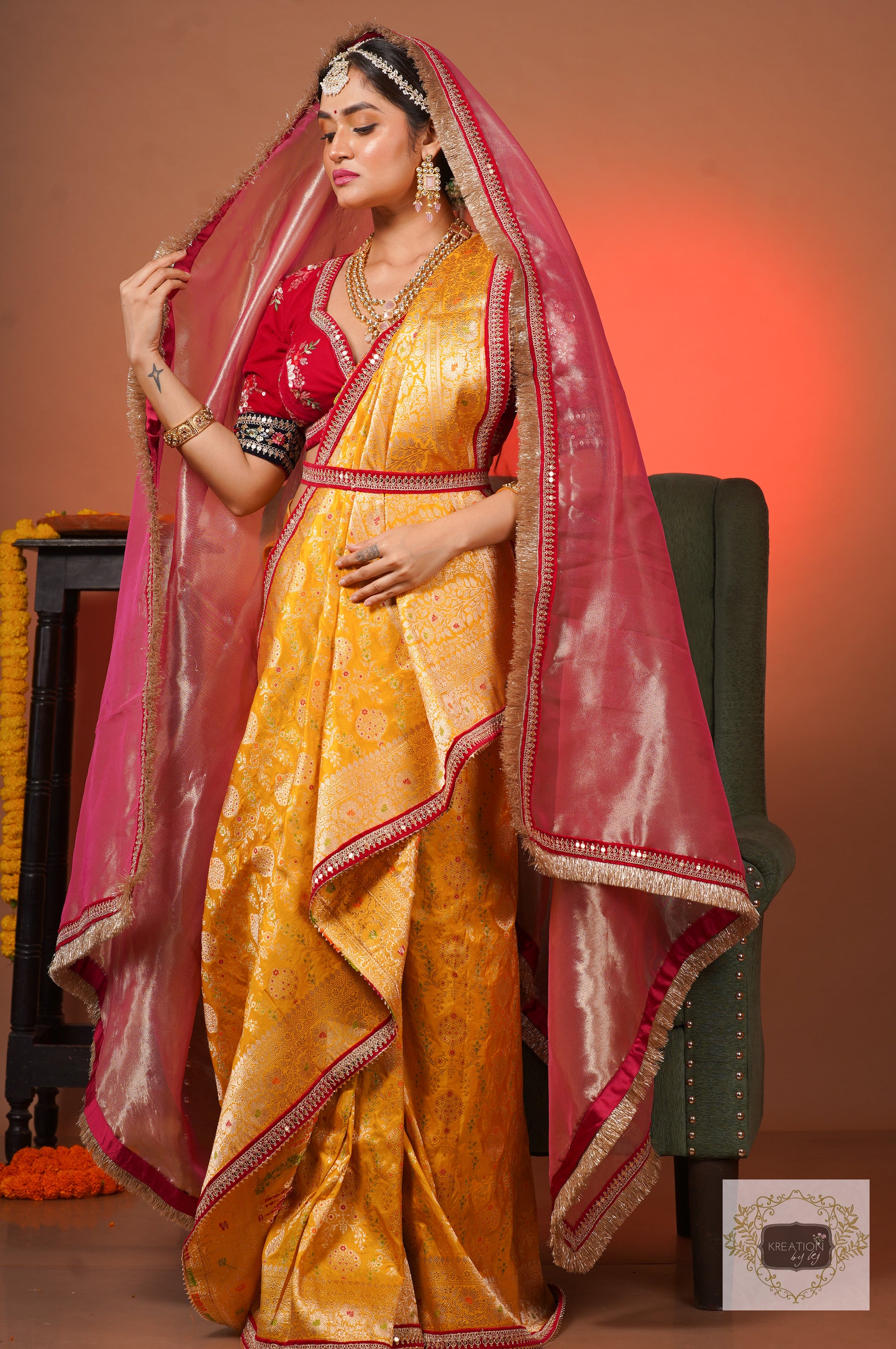 Bridal sale saree yellow