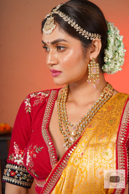 Yellow Banarasi Kataan Bridal Saree