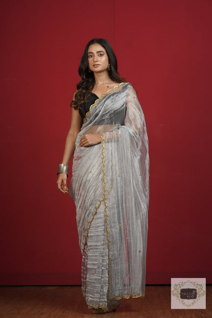 Silver Tissue Sequins Piyali Saree