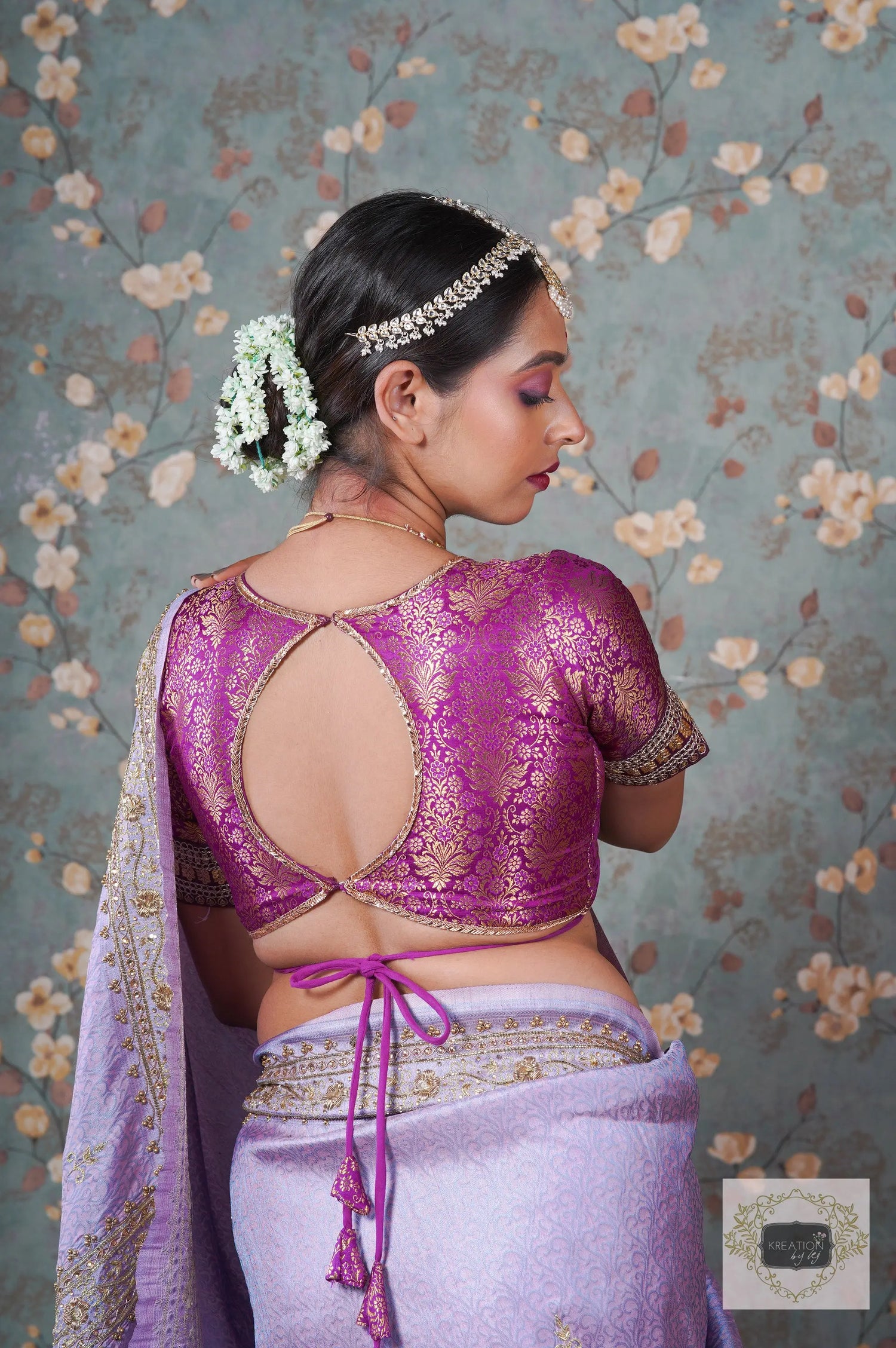 Purple Brocade Choli Blouse kreationbykj