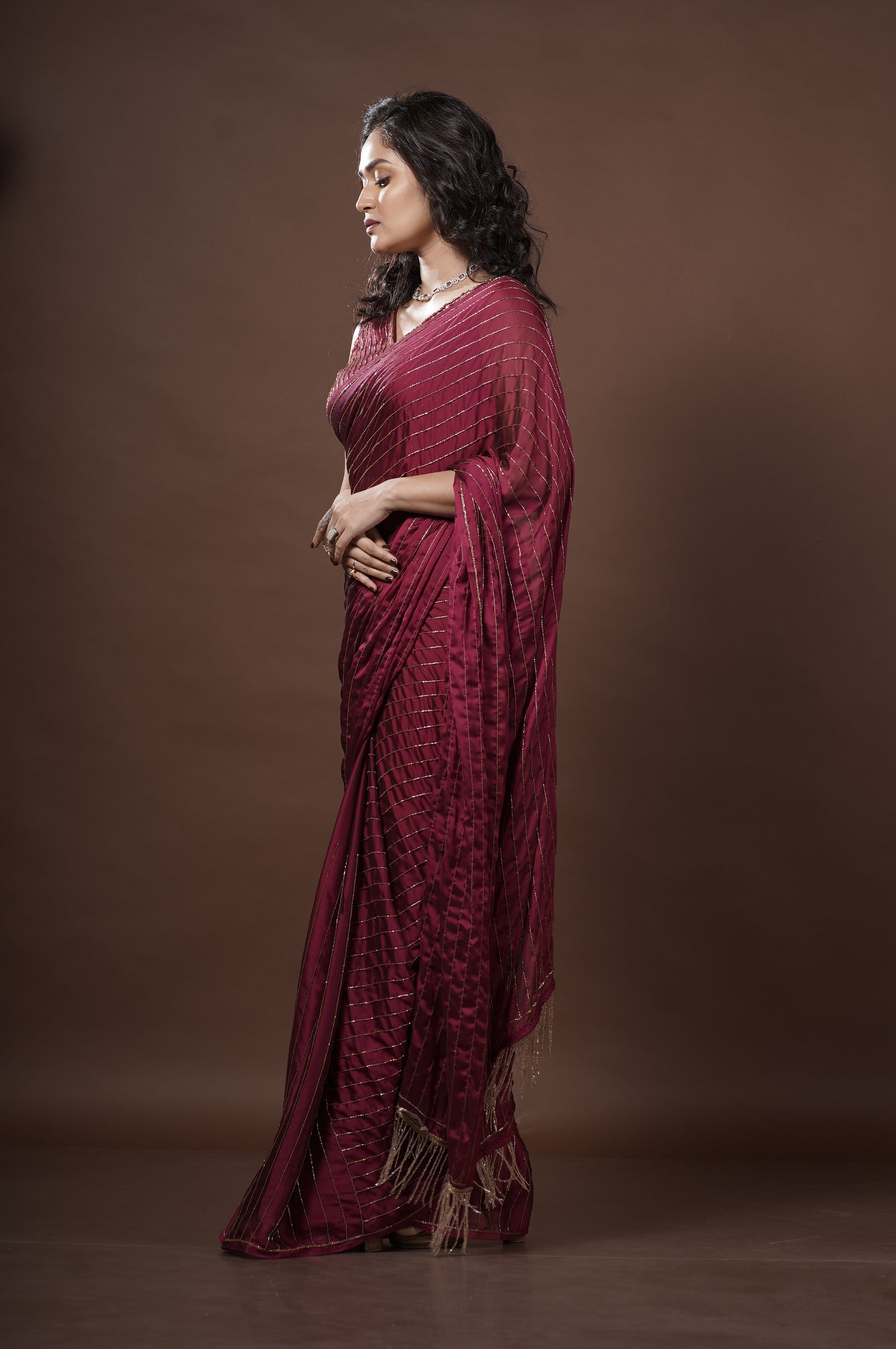 Wine Georgette Noorani Saree