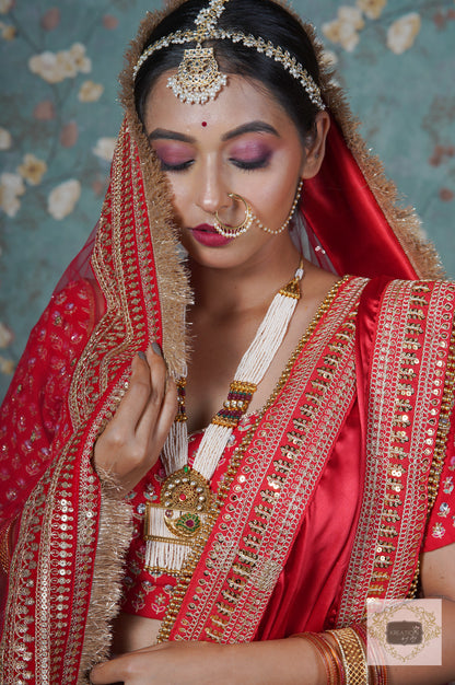 Sada Suhagan Red Net Bridal Veil