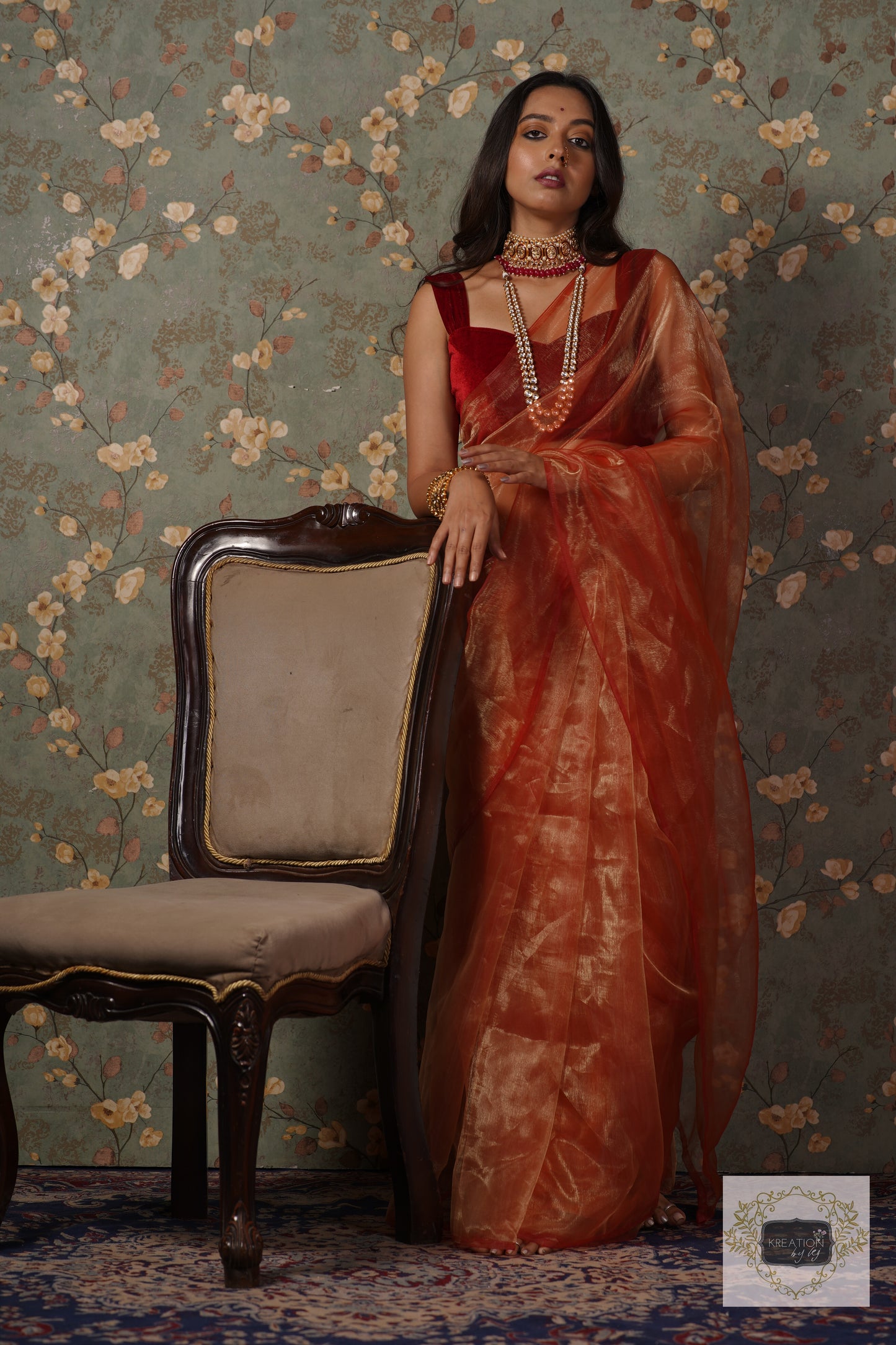 Marigold Glass Tissue Saree