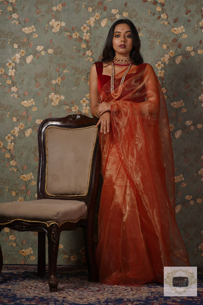 Marigold Glass Tissue Saree