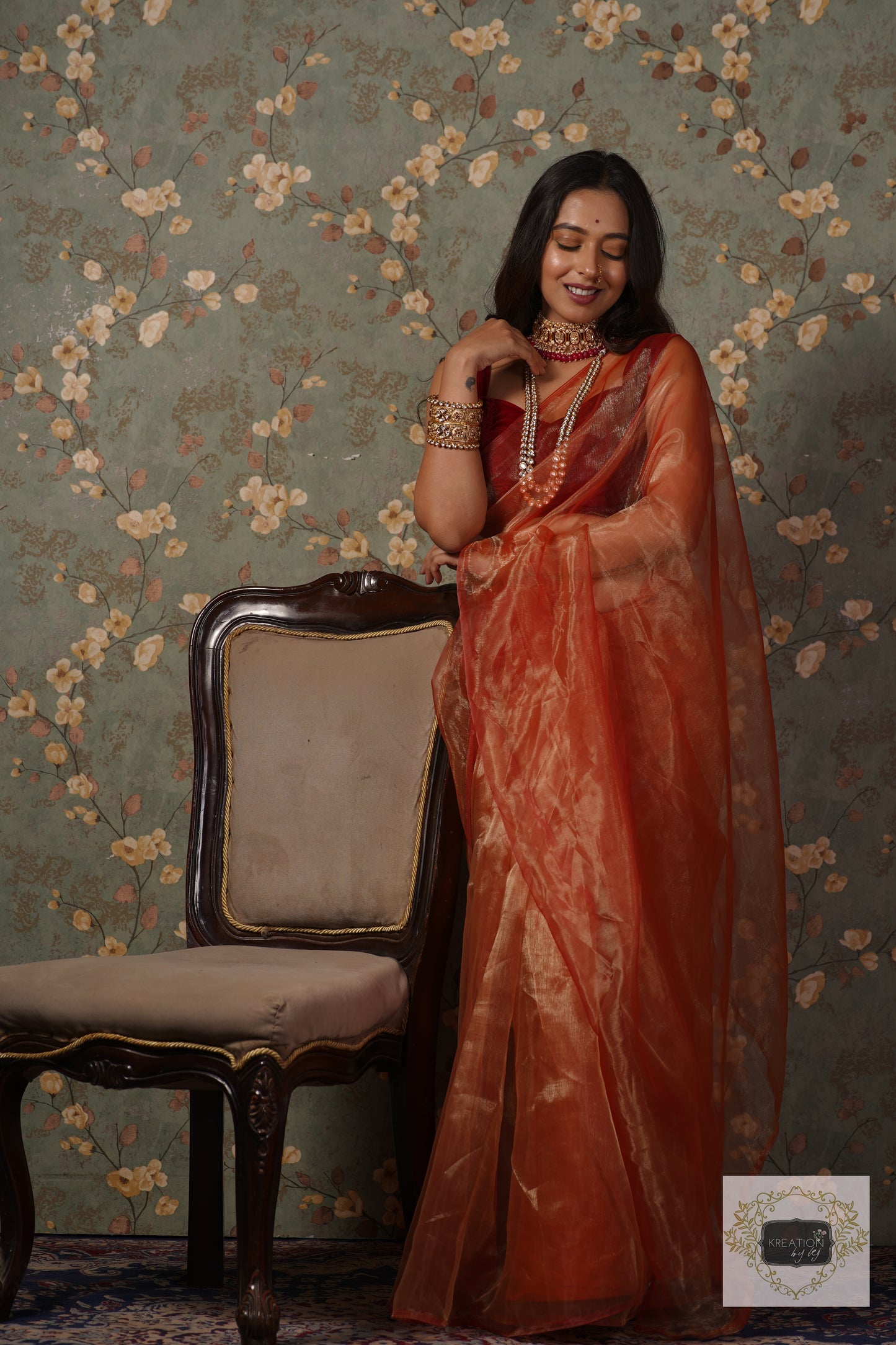 Marigold Glass Tissue Saree