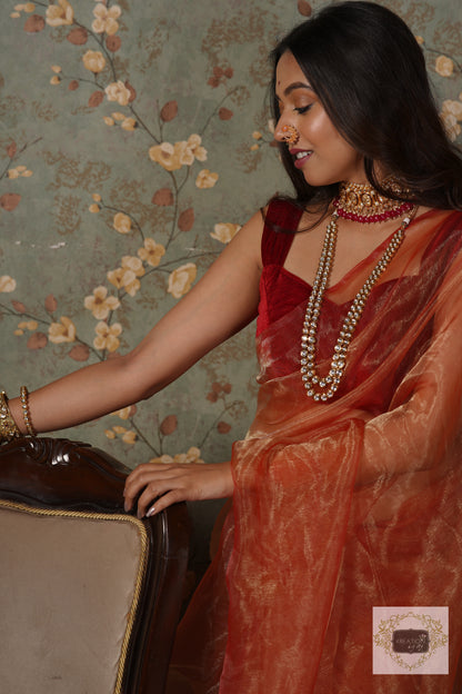 Marigold Glass Tissue Saree