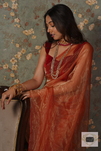 Marigold Glass Tissue Saree