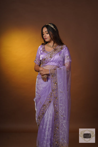 Lavender Glass Tissue Anaya Saree