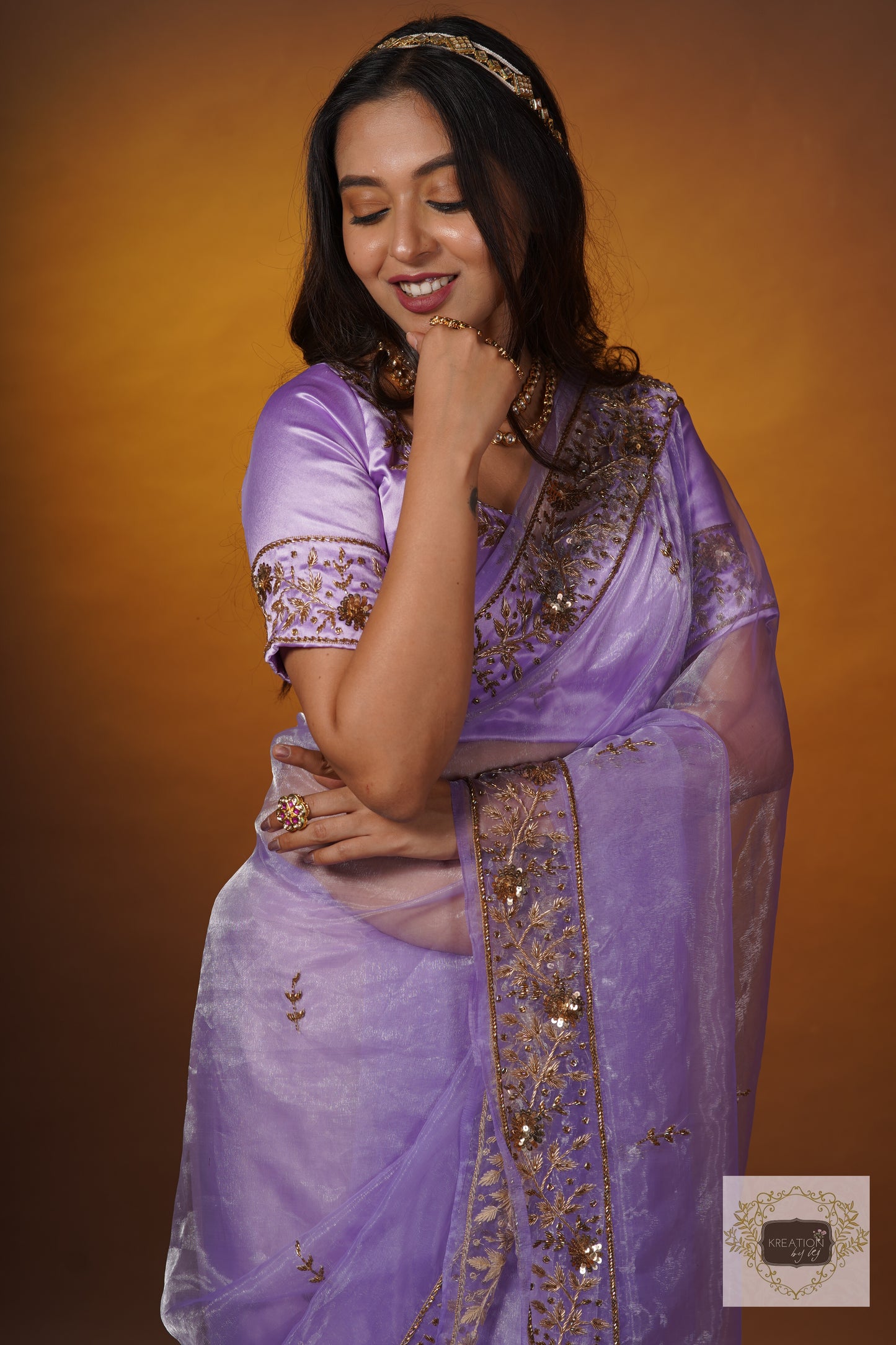 Lavender Glass Tissue Anaya Saree