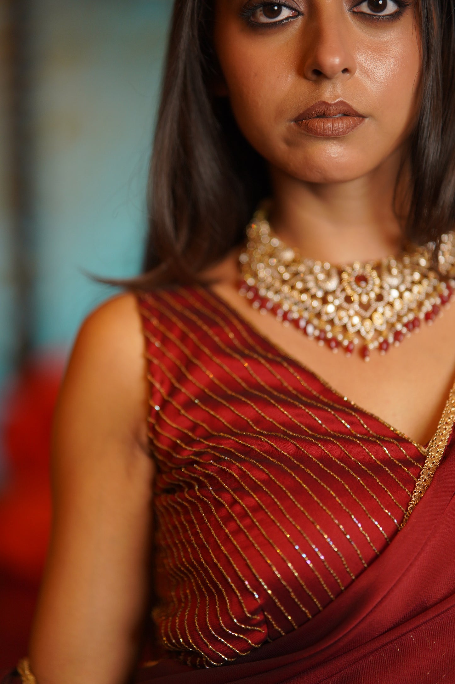 Maroon Charm Tassles Cocktail Saree