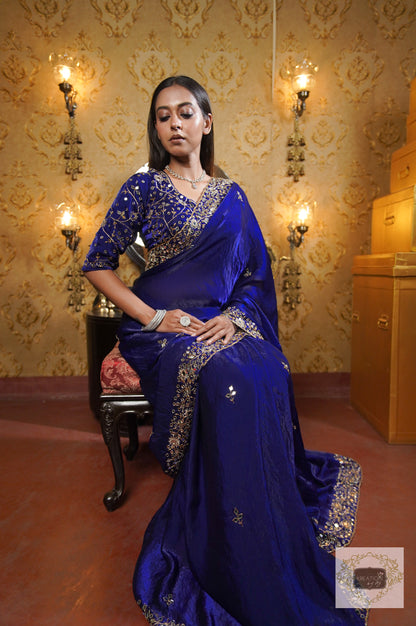 Royal Blue Sheesh Mahal Saree