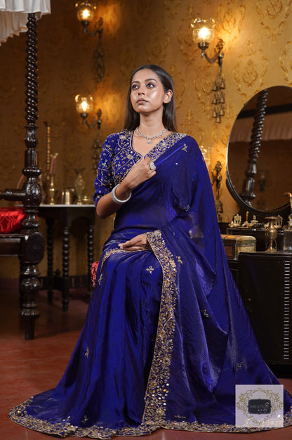 Royal Blue Sheesh Mahal Saree