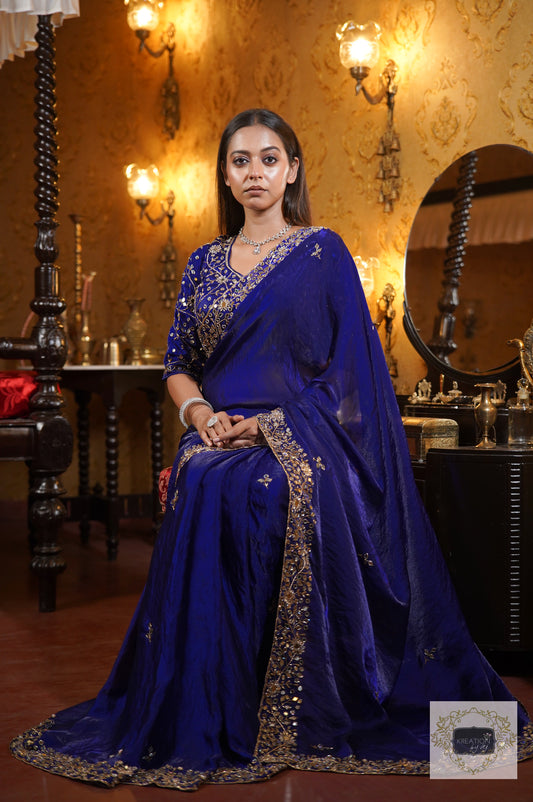 Royal Blue Sheesh Mahal Saree