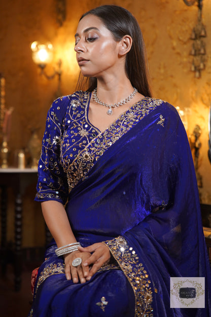 Royal Blue Sheesh Mahal Saree