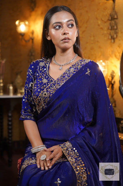 Royal Blue Sheesh Mahal Saree