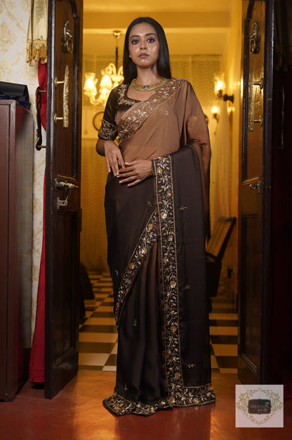 Chai Coffee Ombre Anaya Saree