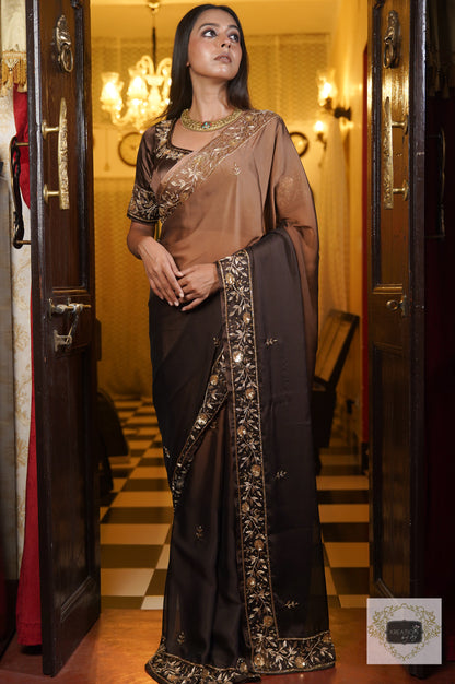 Chai Coffee Ombre Anaya Saree