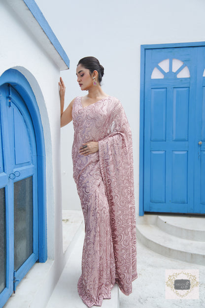 Rose Gold Tides by The Sea Sequins Saree