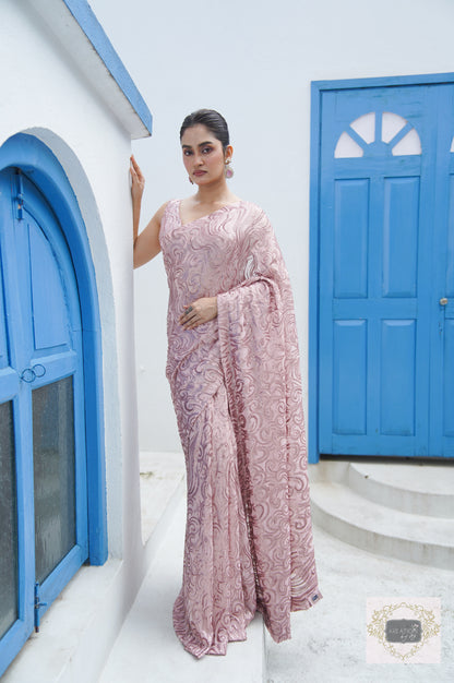 Rose Gold Tides by The Sea Sequins Saree