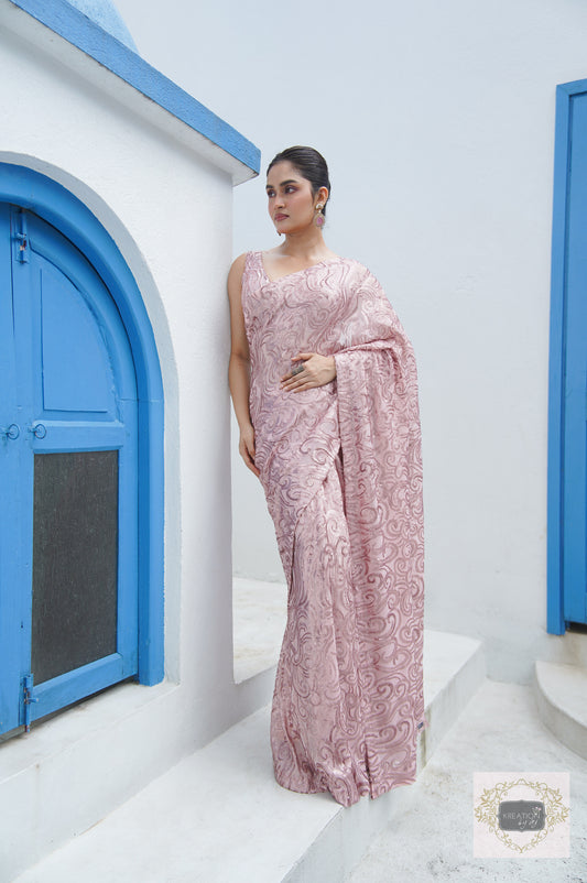 Rose Gold Tides by The Sea Sequins Saree