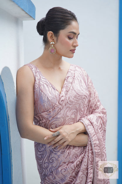 Rose Gold Tides by The Sea Sequins Saree