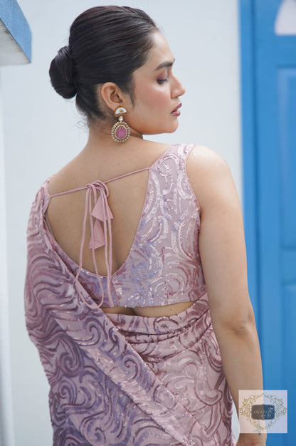 Rose Gold Tides by The Sea Sequins Saree