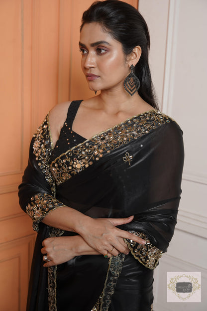 Black Sheesh Mahal Saree