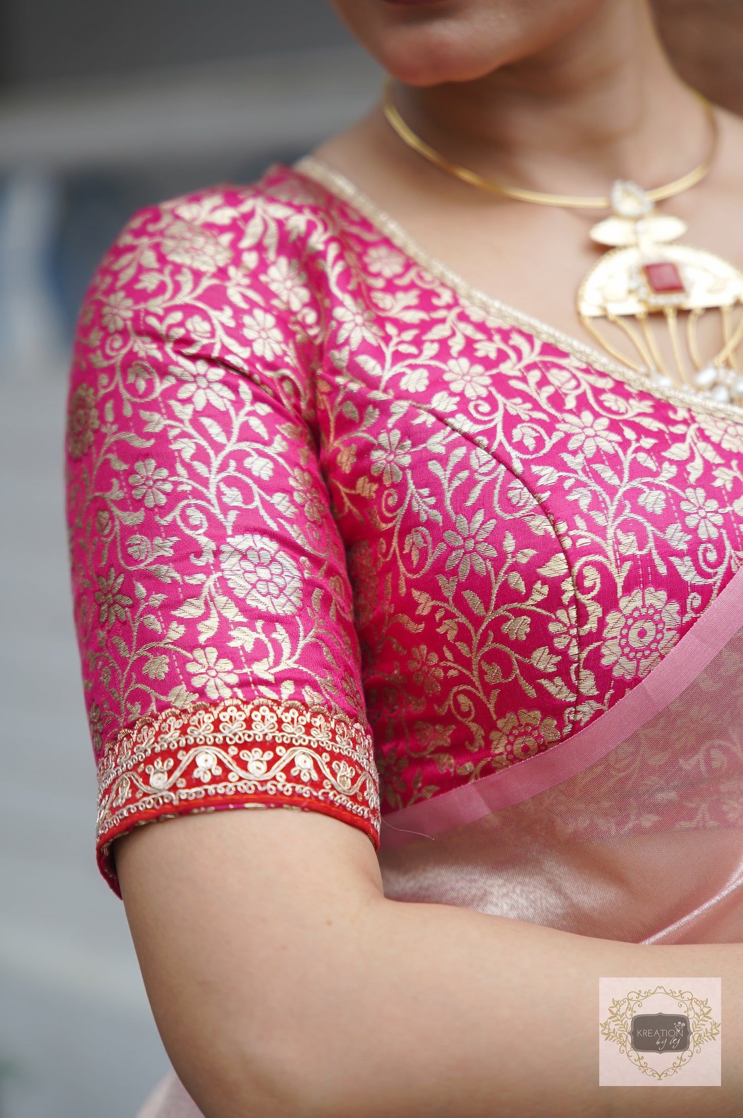 Orchid Rose Pink Tissue Silk Saree