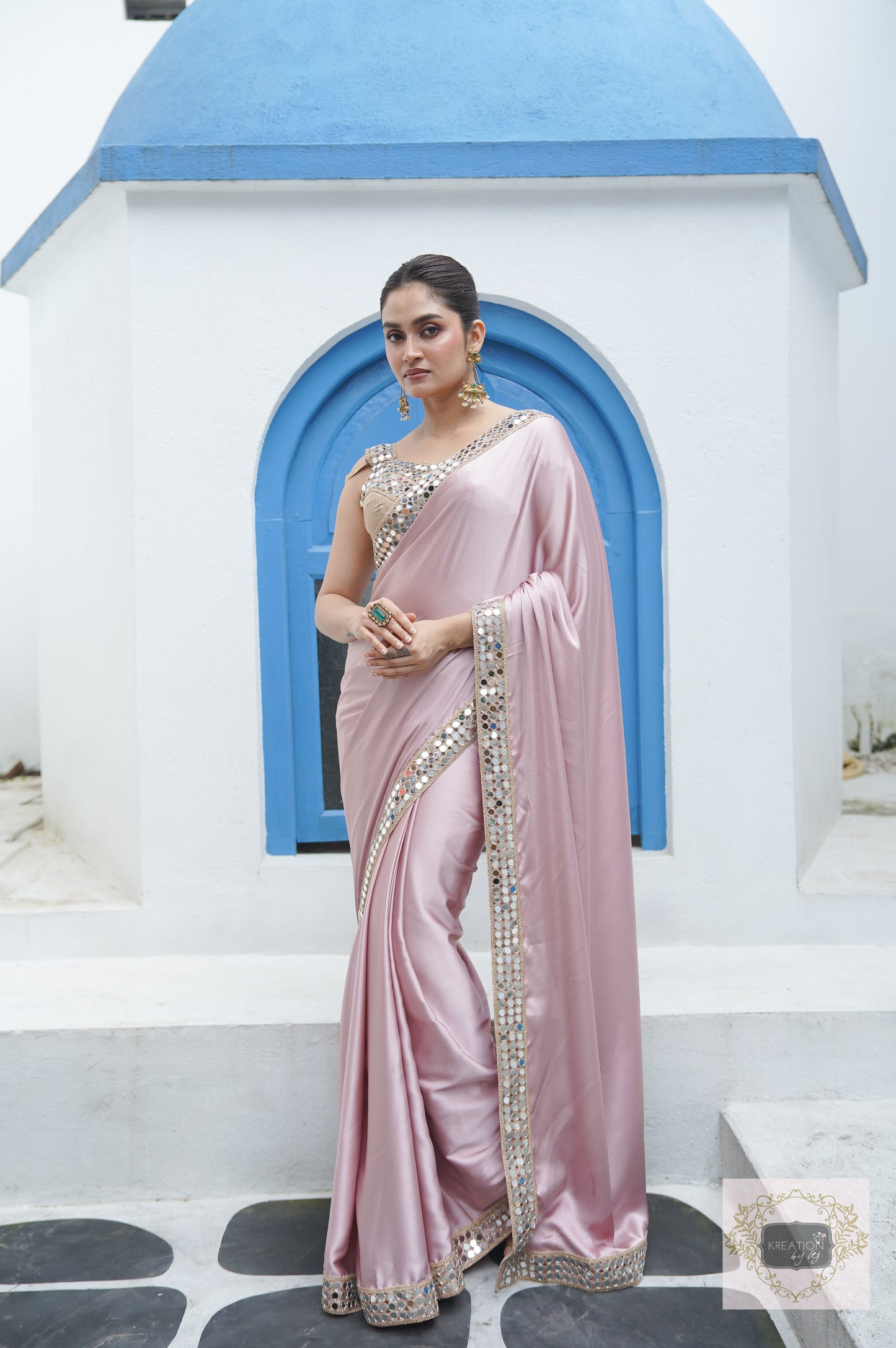 Lilac Sheesh Mahal Saree