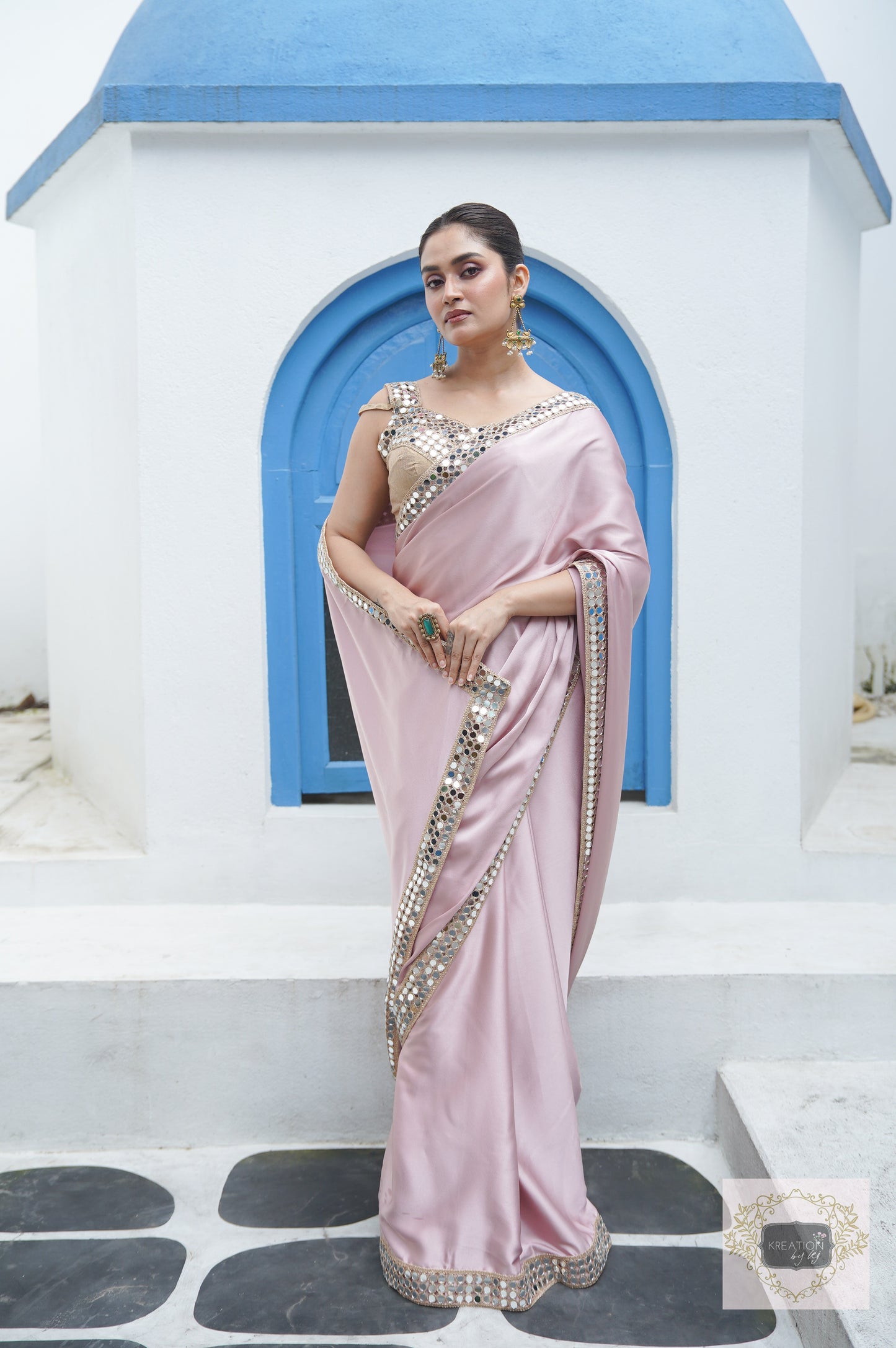 Lilac Sheesh Mahal Saree