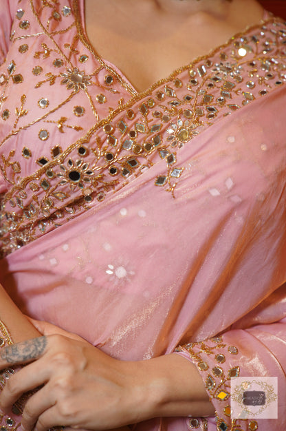 Blush Pink Sheesh Mahal Saree